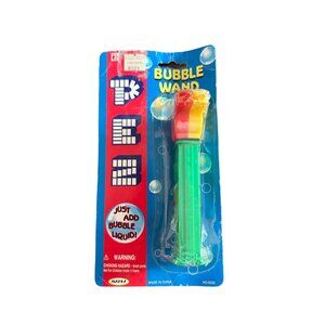 PEZ Vintage Bubble Wand Whistle NWT Factory Sealed Red Yellow Green 1997